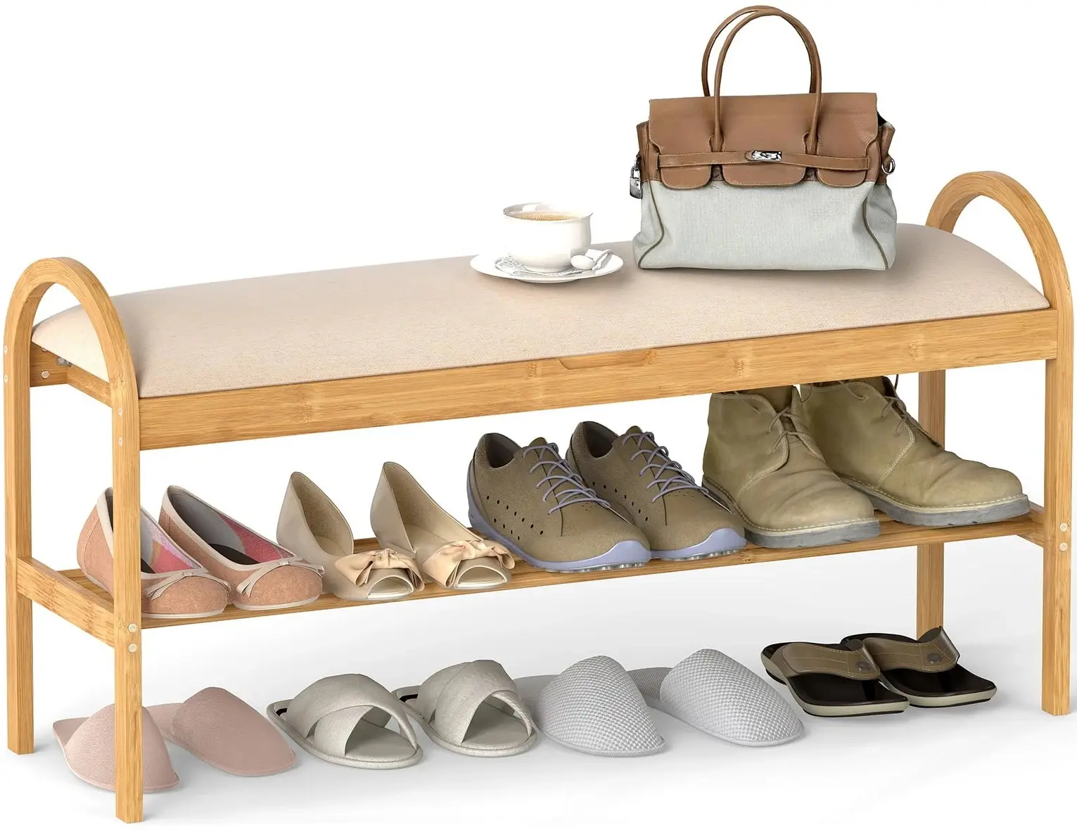 Etajera pentru incaltaminte Costway JV12252BE (Natural/Beige) - 2