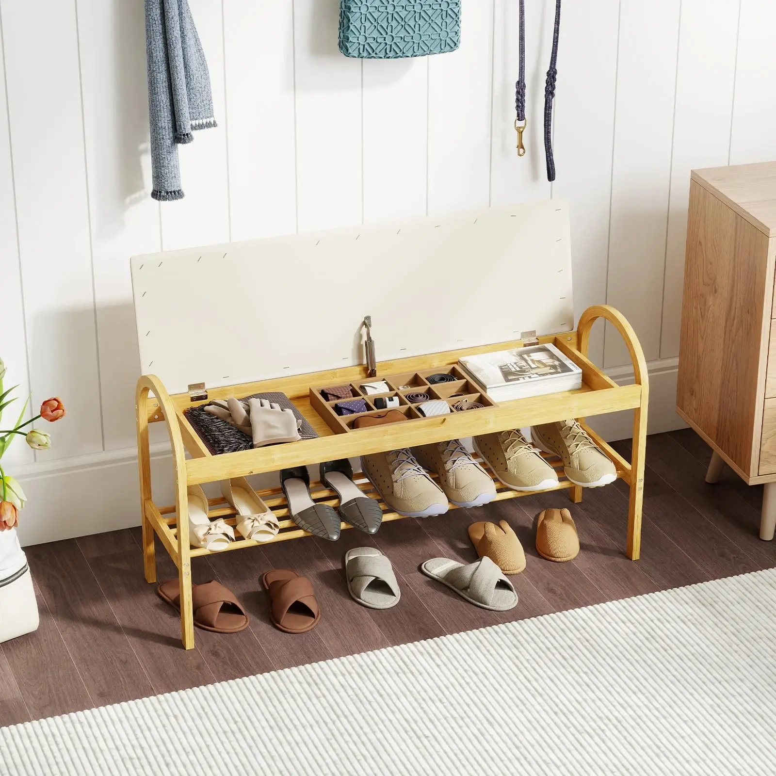 Etajera pentru incaltaminte Costway JV12252BE (Natural/Beige) - 3