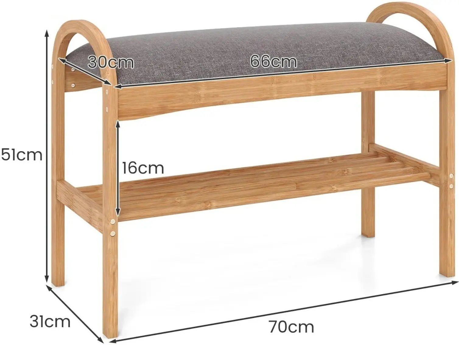 Etajera pentru incaltaminte Costway JV12275GR (Natural/Grey) - 3