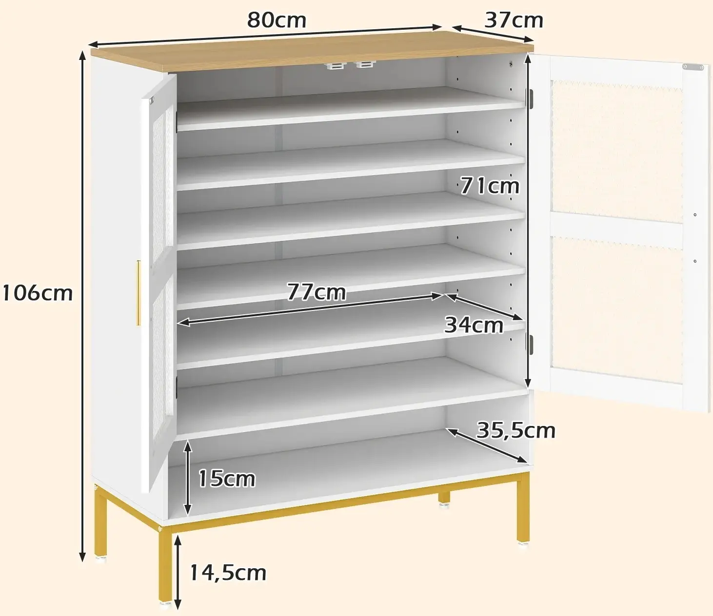 Tumba pentru incaltaminte Costway HU11183WH (White/Natural) - 3