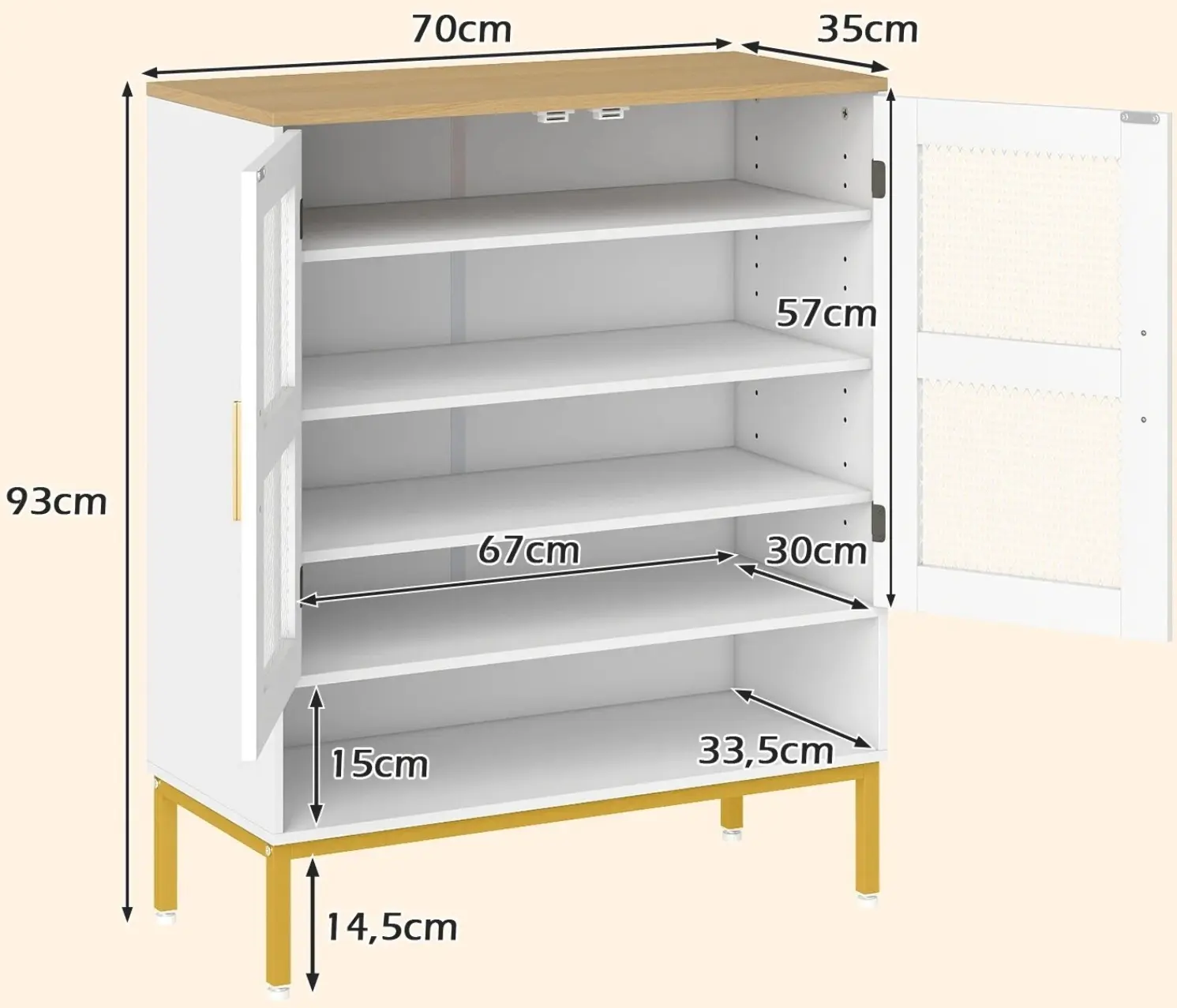 Tumba pentru incaltaminte Costway HV10802WH (White/Natural) - 3