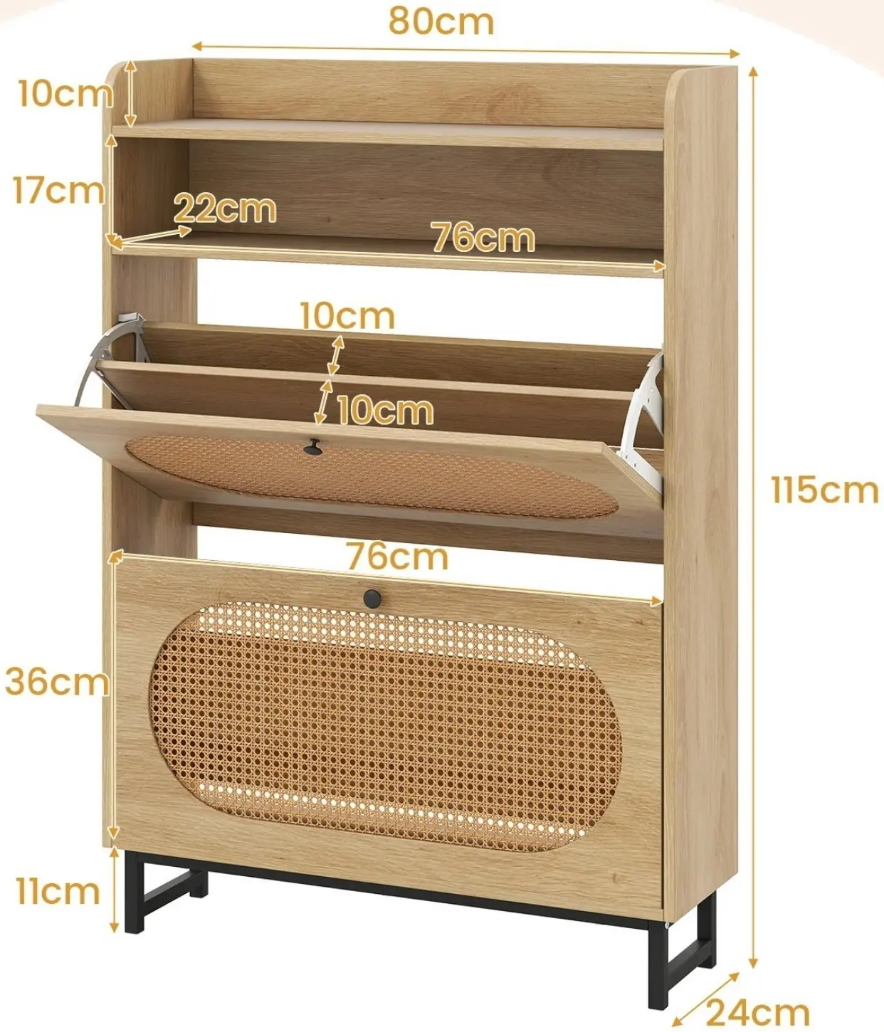 Тумба для обуви Costway JV12030NA (Natural) - 3