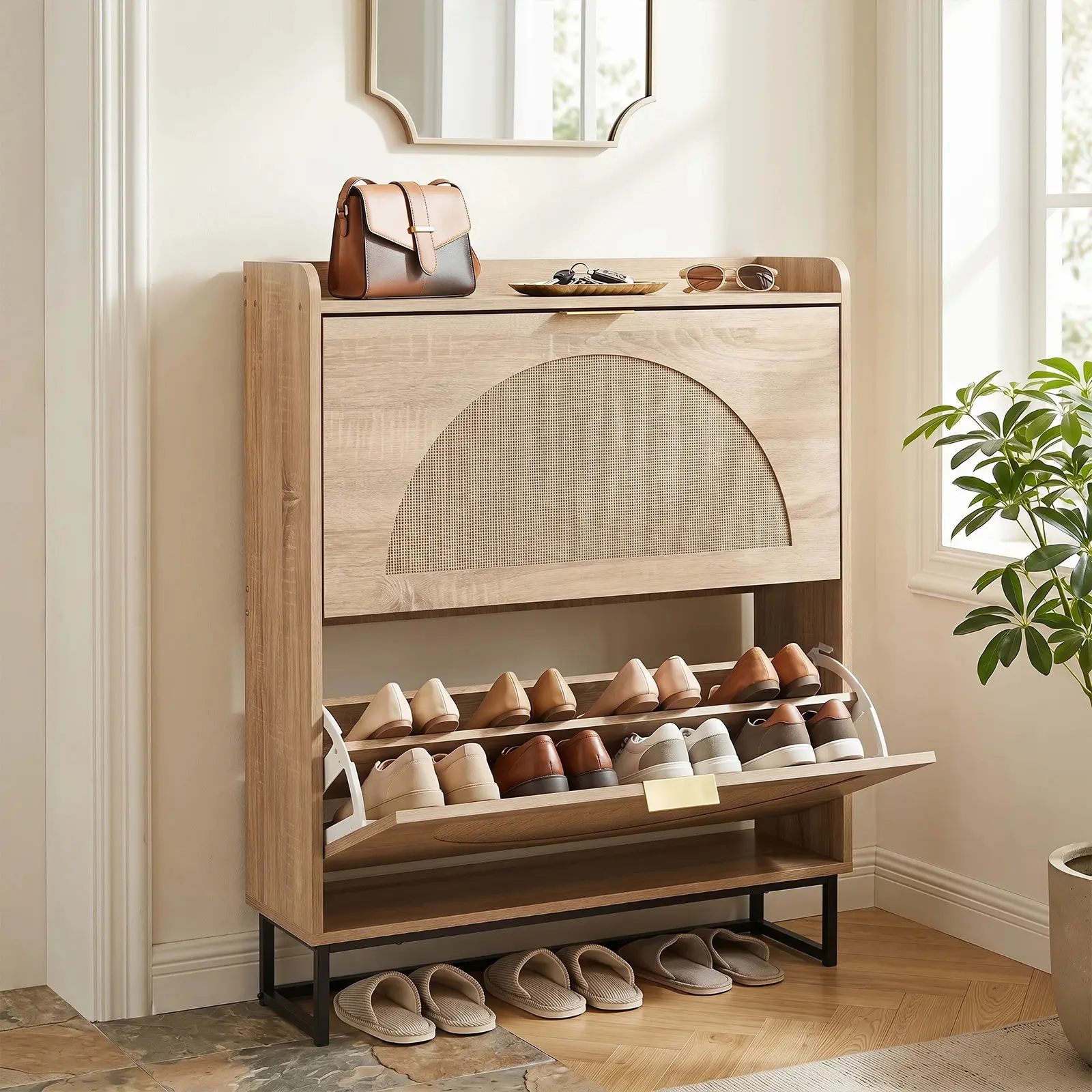Tumba pentru incaltaminte Costway JV14091NA (Natural) - 4