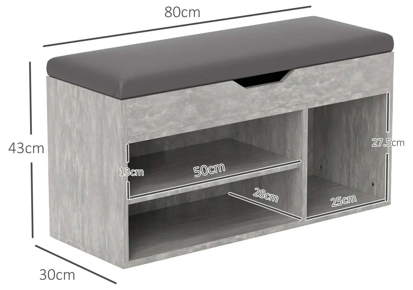 Банкетка для обуви Homcom 837-039V01GY (Grey) - 4