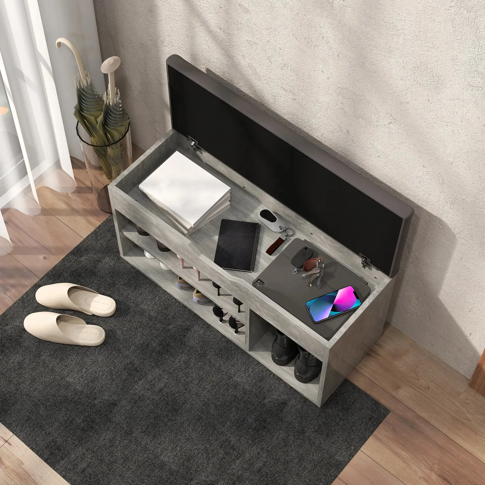 Банкетка для обуви Homcom 837-039V01GY (Grey) - 6