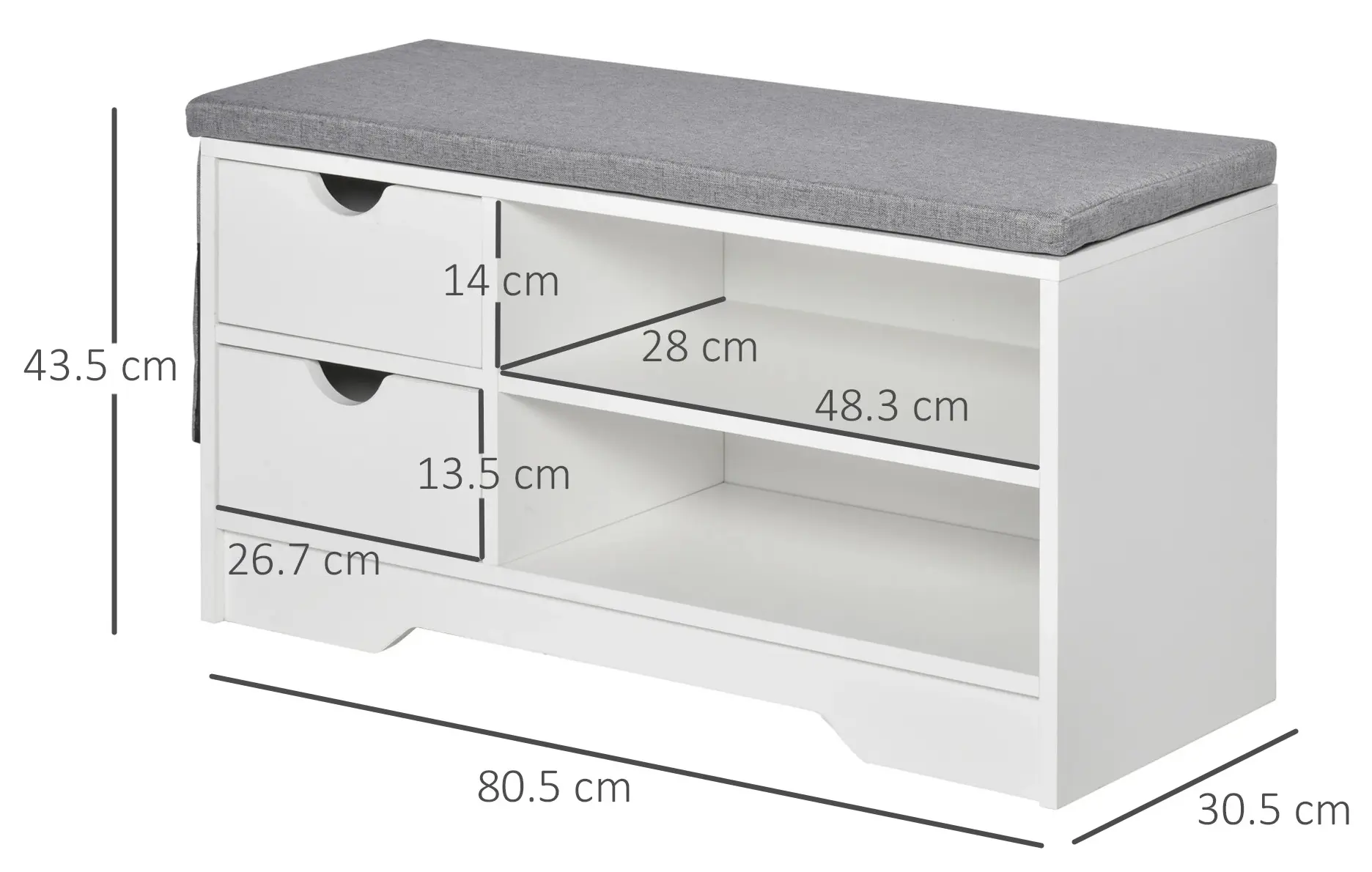 Банкетка для обуви Homcom 837-165 (White/Grey) - 5