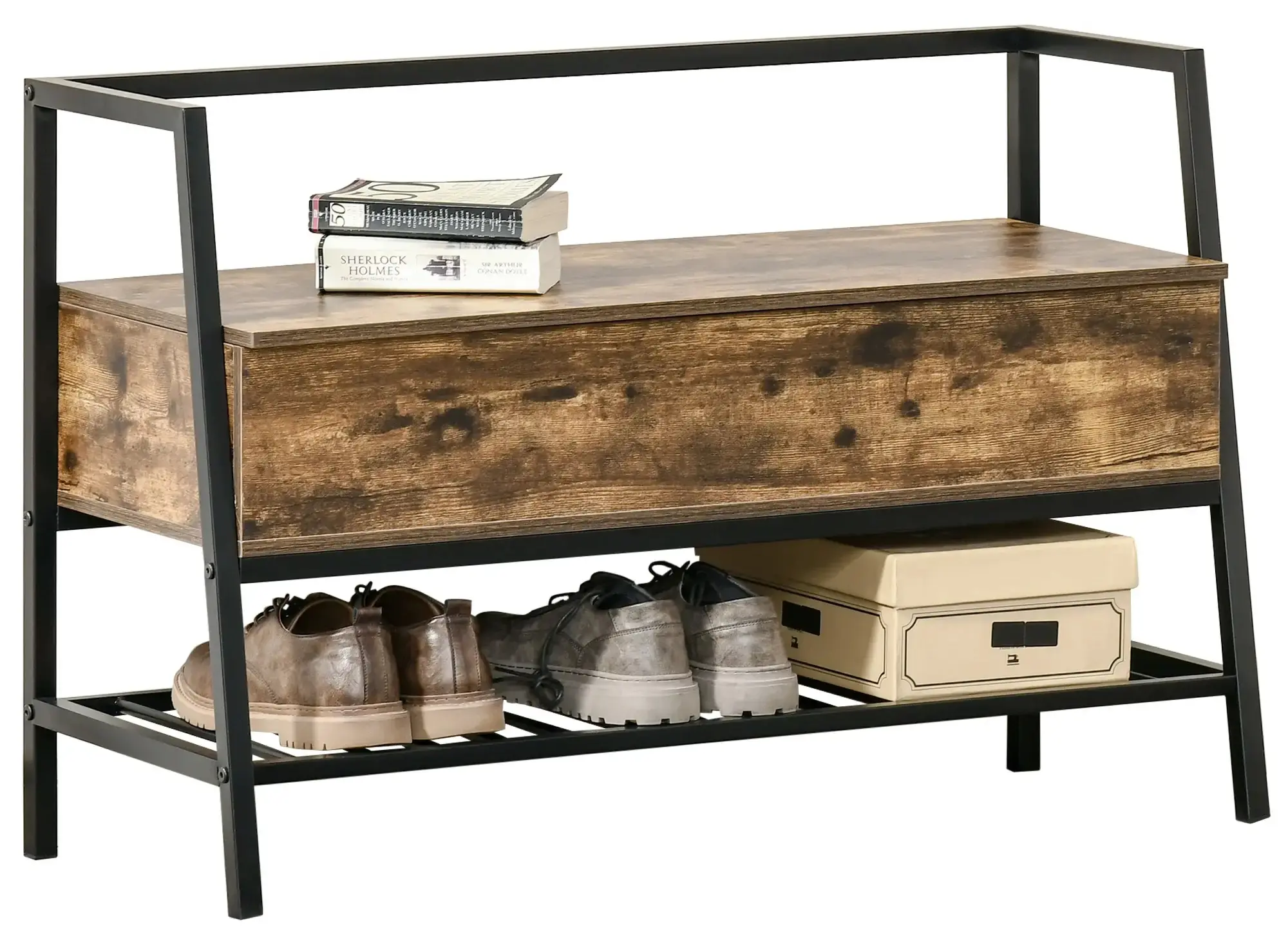 Банкетка для обуви Homcom 837-174 (Rustic Brown/Black) - 2