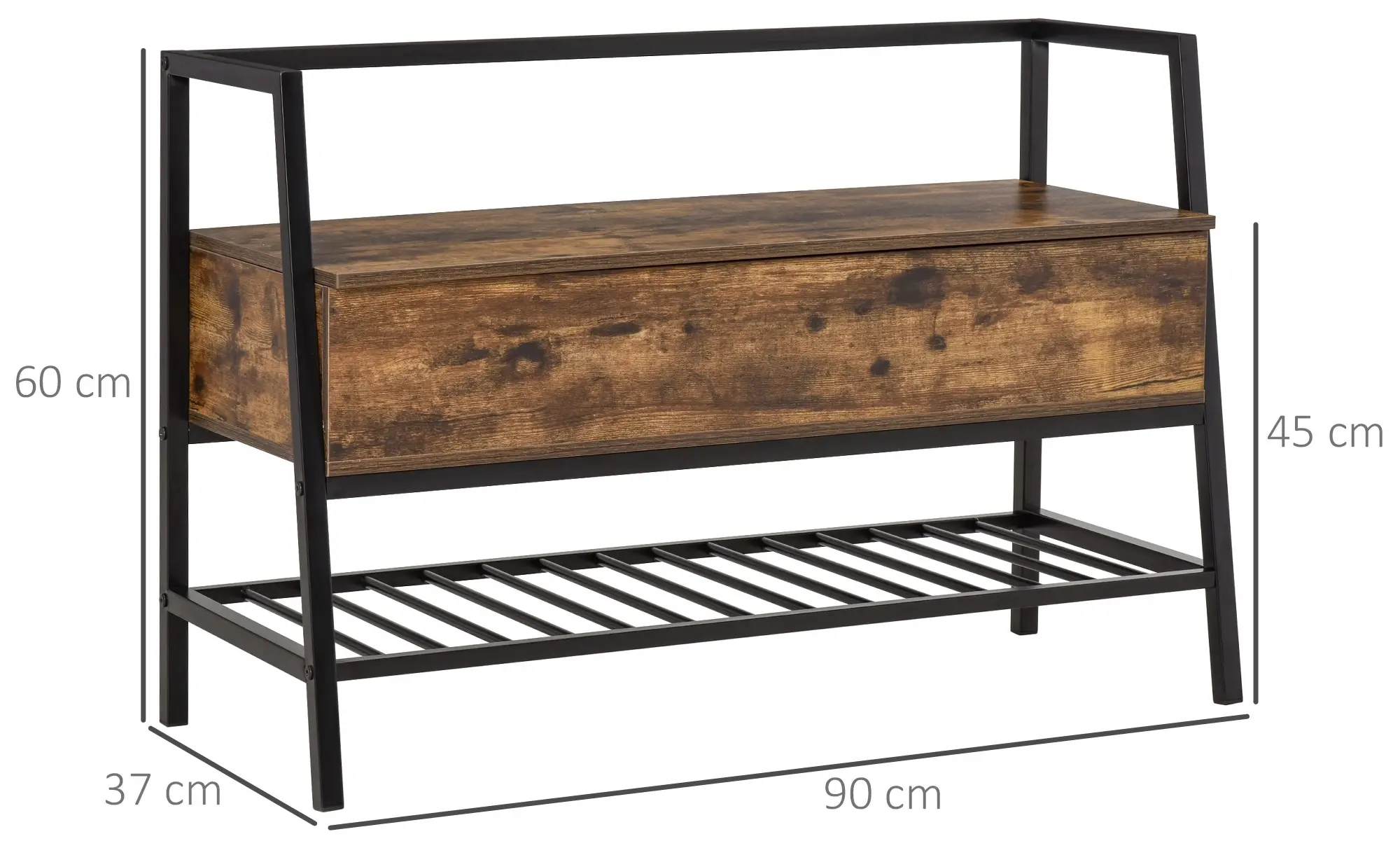 Банкетка для обуви Homcom 837-174 (Rustic Brown/Black) - 4