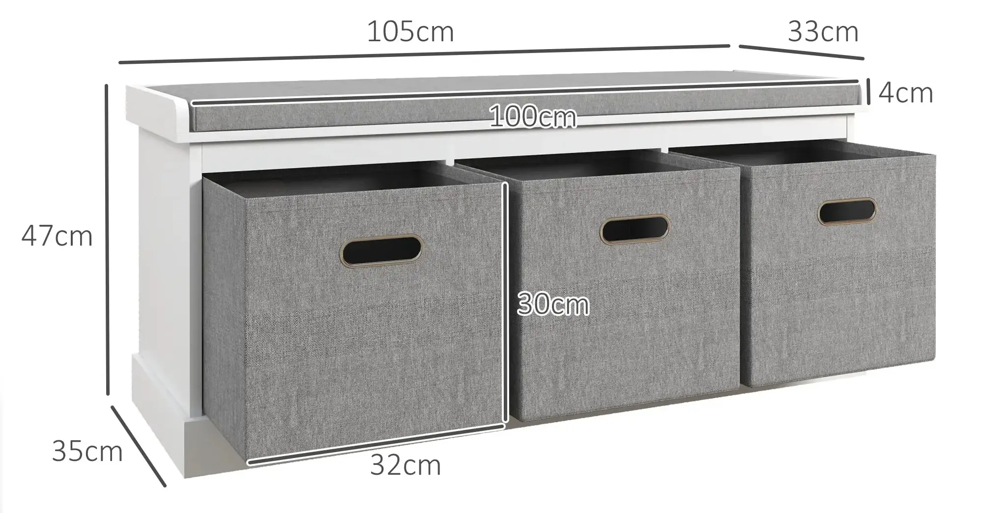 Банкетка для обуви Homcom 837-453V70WT (White/Grey) - 5