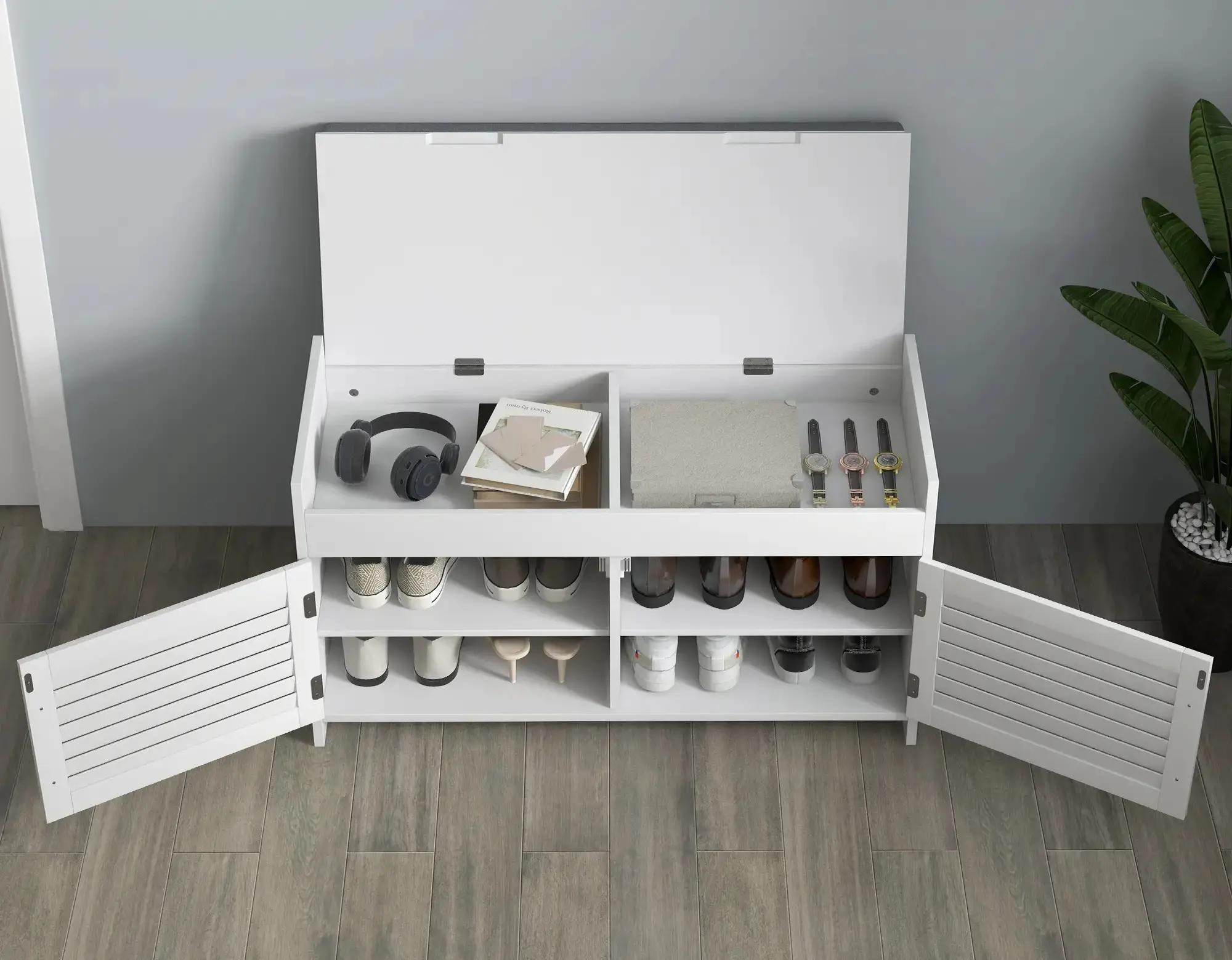 Банкетка для обуви Homcom 837-477V80WT (White/Grey) - 7