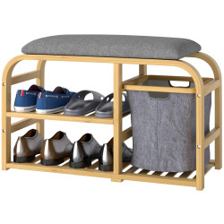 Банкетка для обуви Homcom 837-549V00GY (Natural/Grey) Thumb