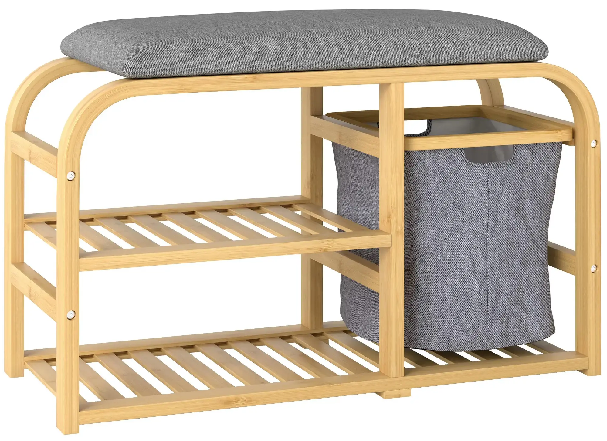 Банкетка для обуви Homcom 837-549V00GY (Natural/Grey) - 4