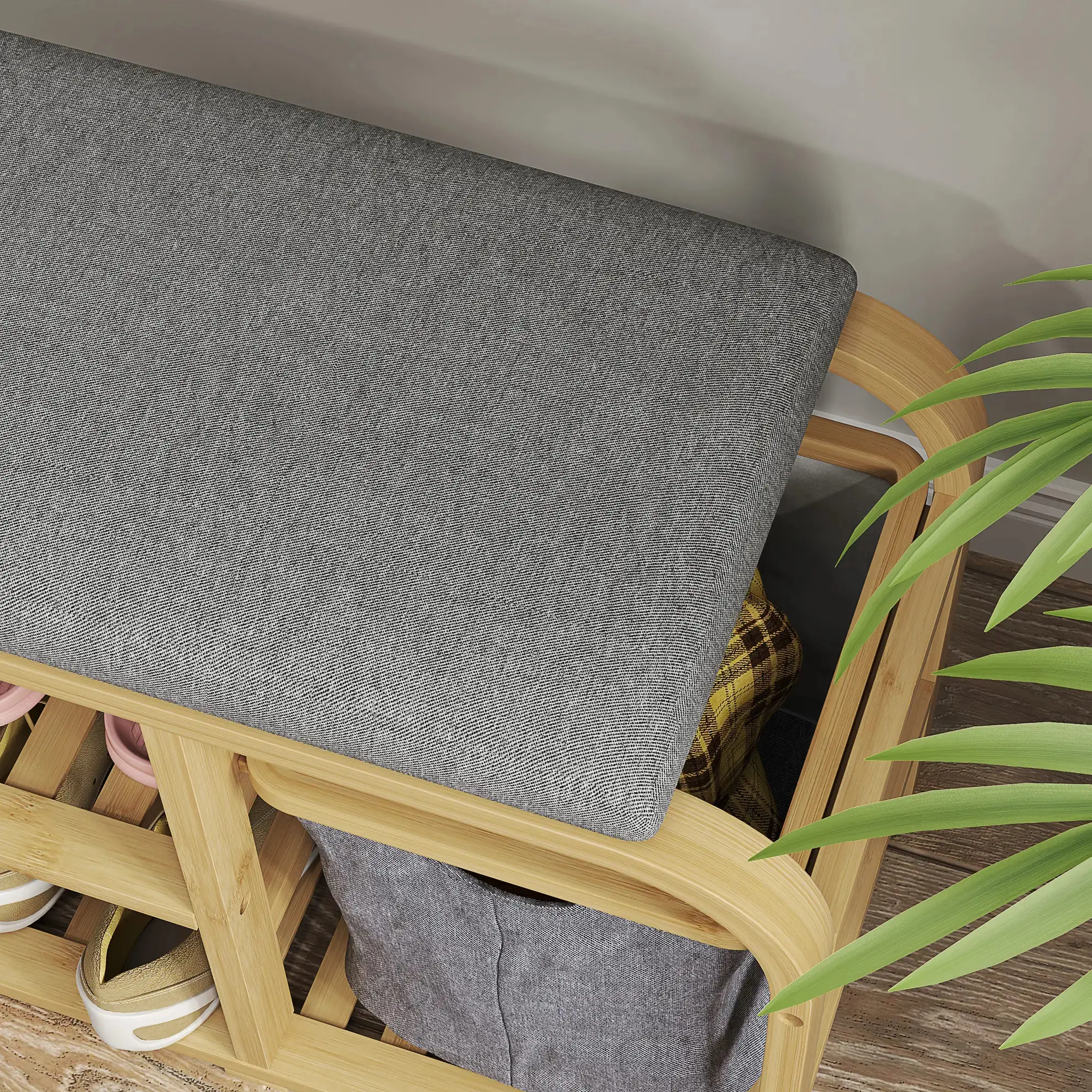 Банкетка для обуви Homcom 837-549V00GY (Natural/Grey) - 6