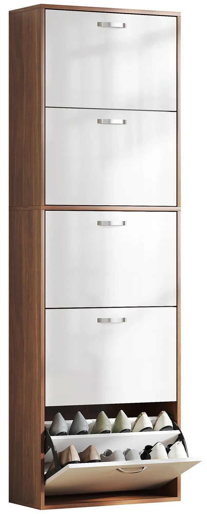 Шкаф для обуви Homcom 833-326 (White Gloss/Brown) - 3