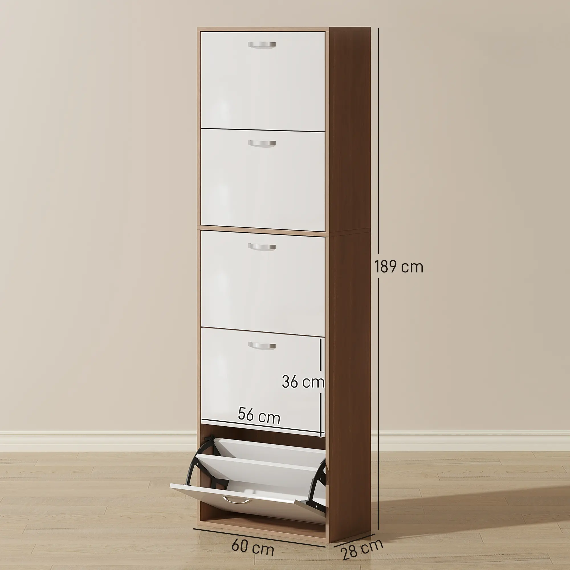 Шкаф для обуви Homcom 833-326 (White Gloss/Brown) - 4