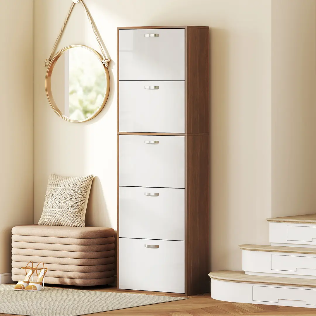 Шкаф для обуви Homcom 833-326 (White Gloss/Brown)