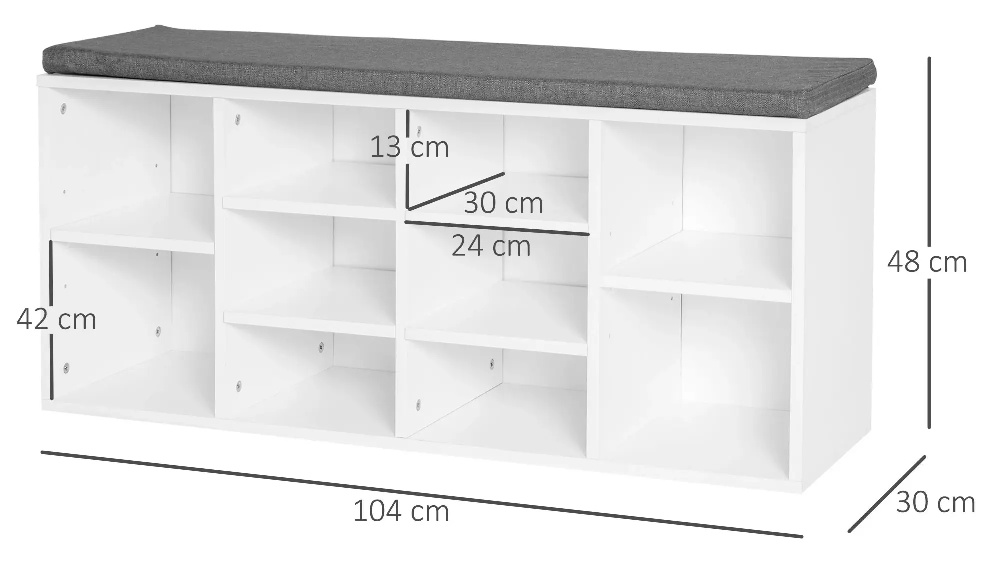 Стеллаж для обуви Homcom 833-555 (White/Grey) - 7