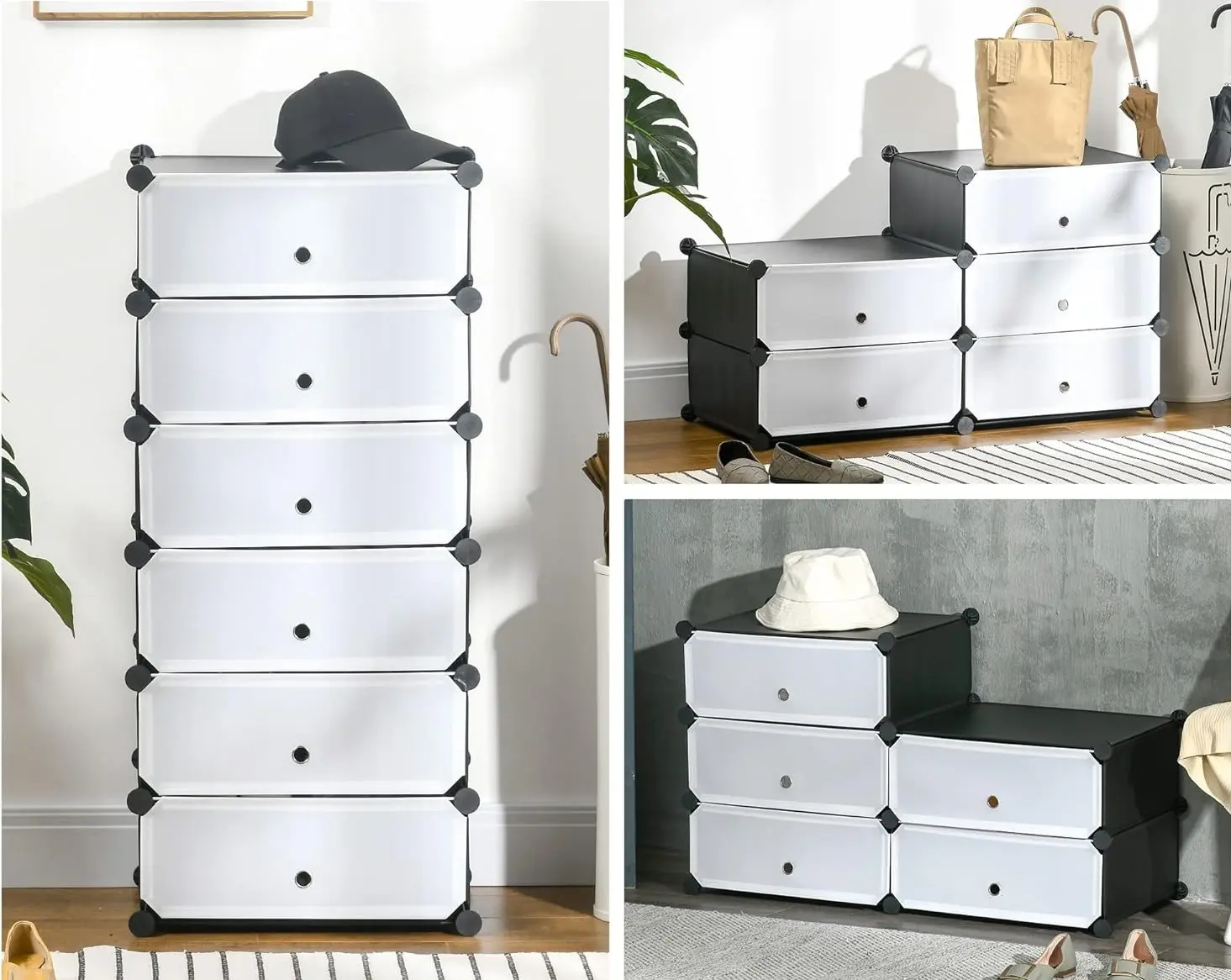 Etajera-organizator pentru incaltaminte Homcom 850-172BK (Black/White) - 6