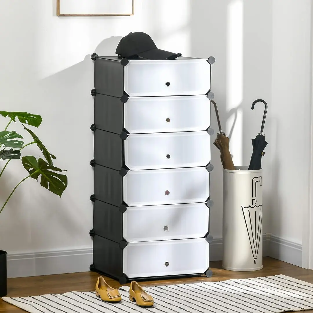 Etajera-organizator pentru incaltaminte Homcom 850-172BK (Black/White)