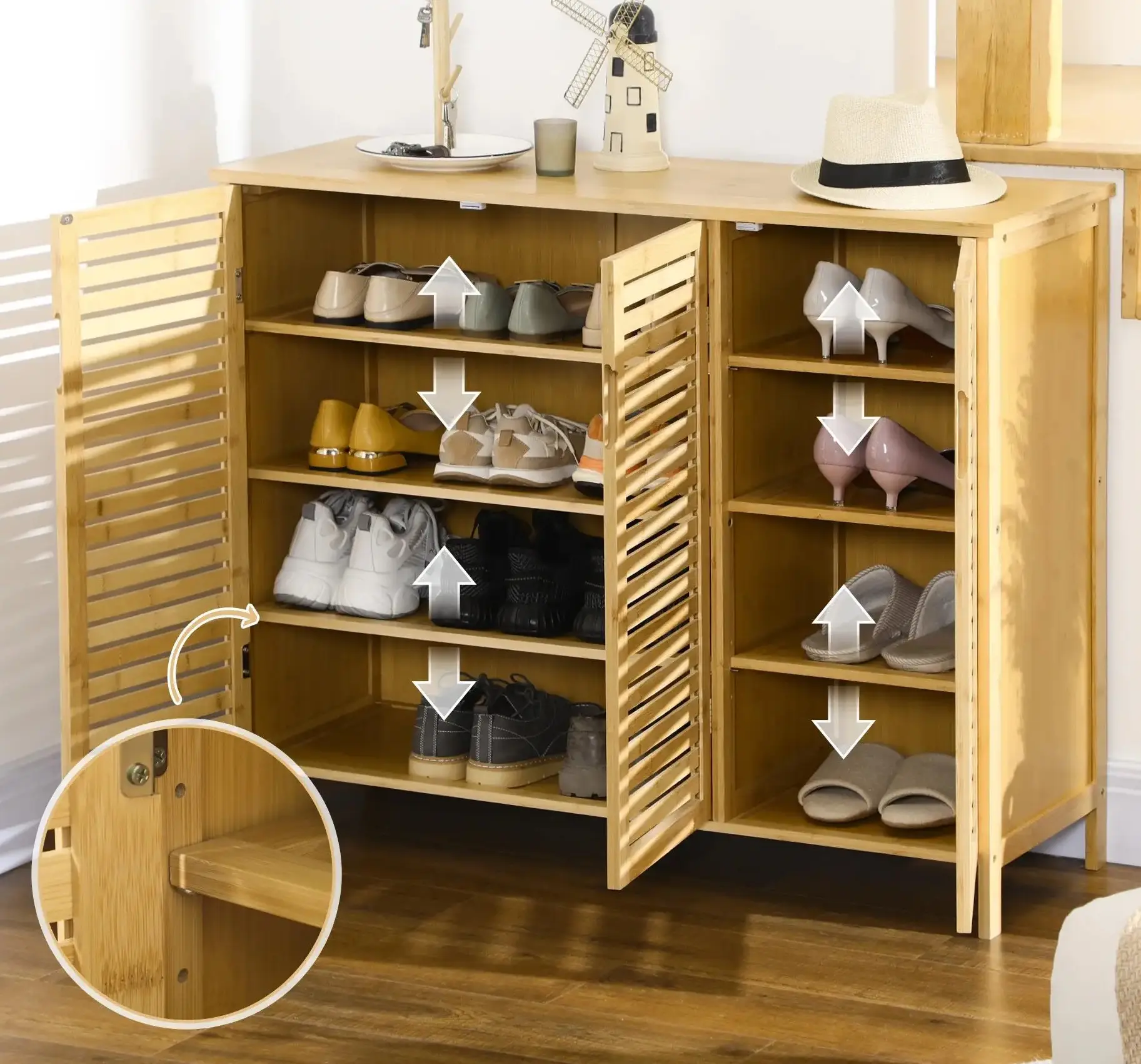 Tumba pentru incaltaminte Homcom 837-366V00ND (Natural) - 9