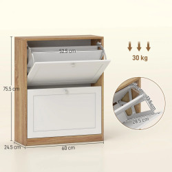 Тумба для обуви Homcom 837-409V00WT (White/Oak) Thumb