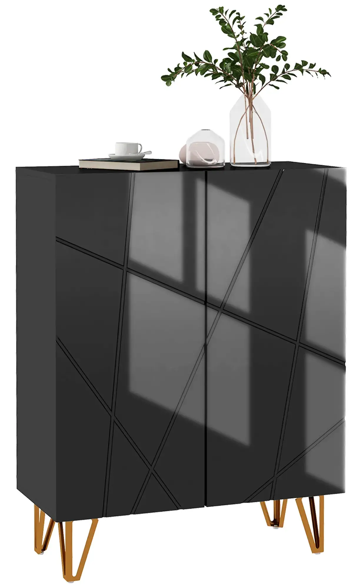 Tumba pentru incaltaminte Homcom 837-469V80BK (Black Gloss) - 2