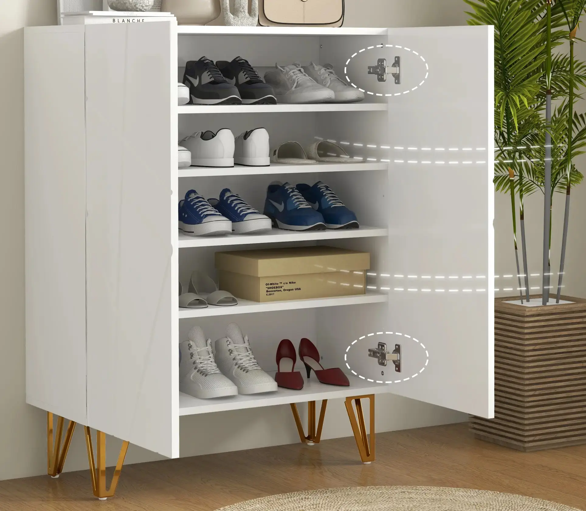 Тумба для обуви Homcom 837-469V80WT (White Gloss) - 6