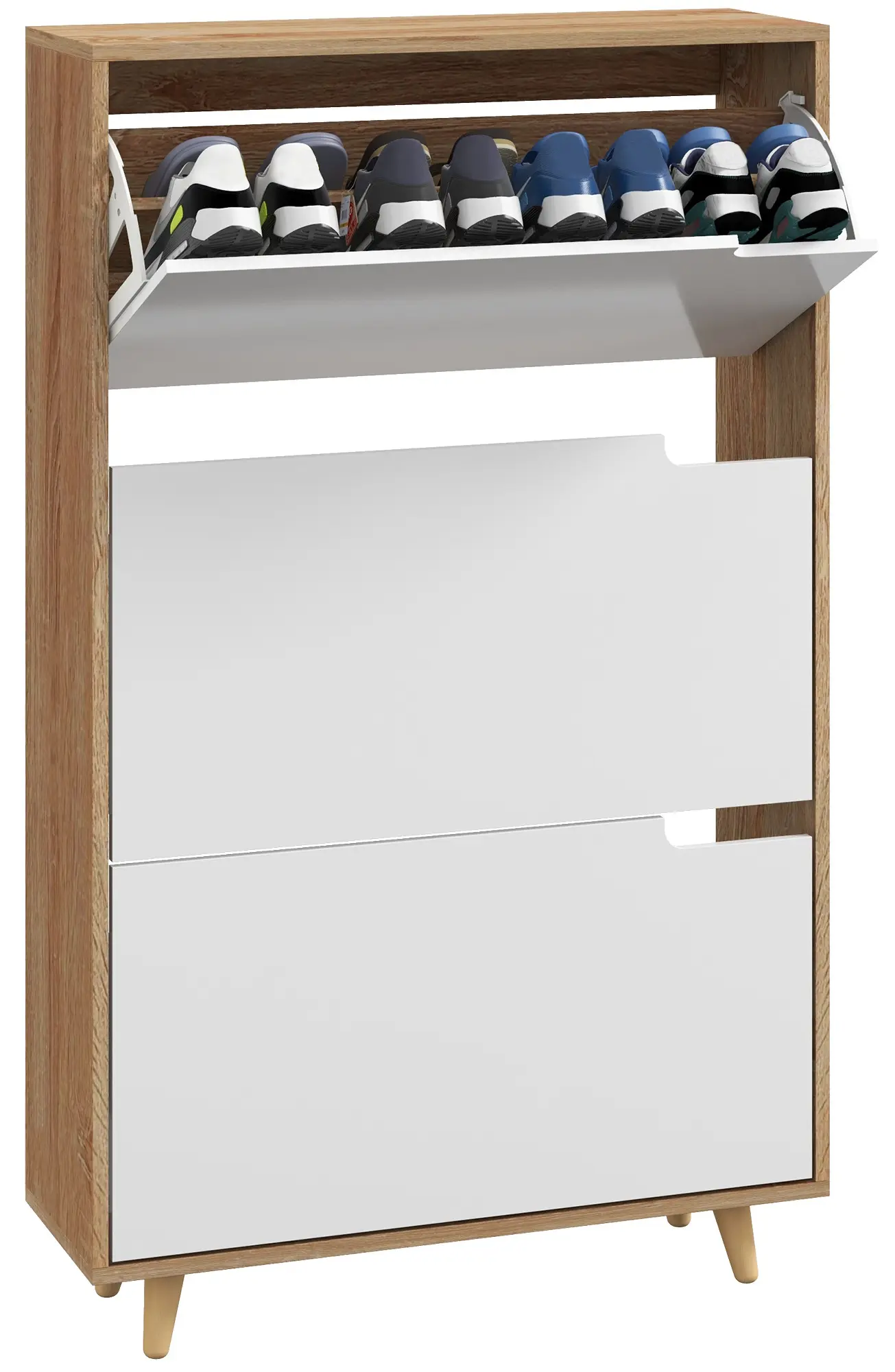 Tumba pentru incaltaminte Homcom 837-473V80WT (White/Natural) - 3