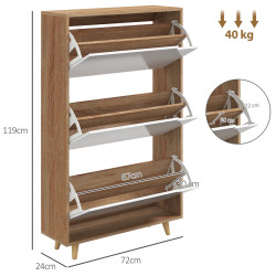 Tumba pentru incaltaminte Homcom 837-473V80WT (White/Natural) Thumb
