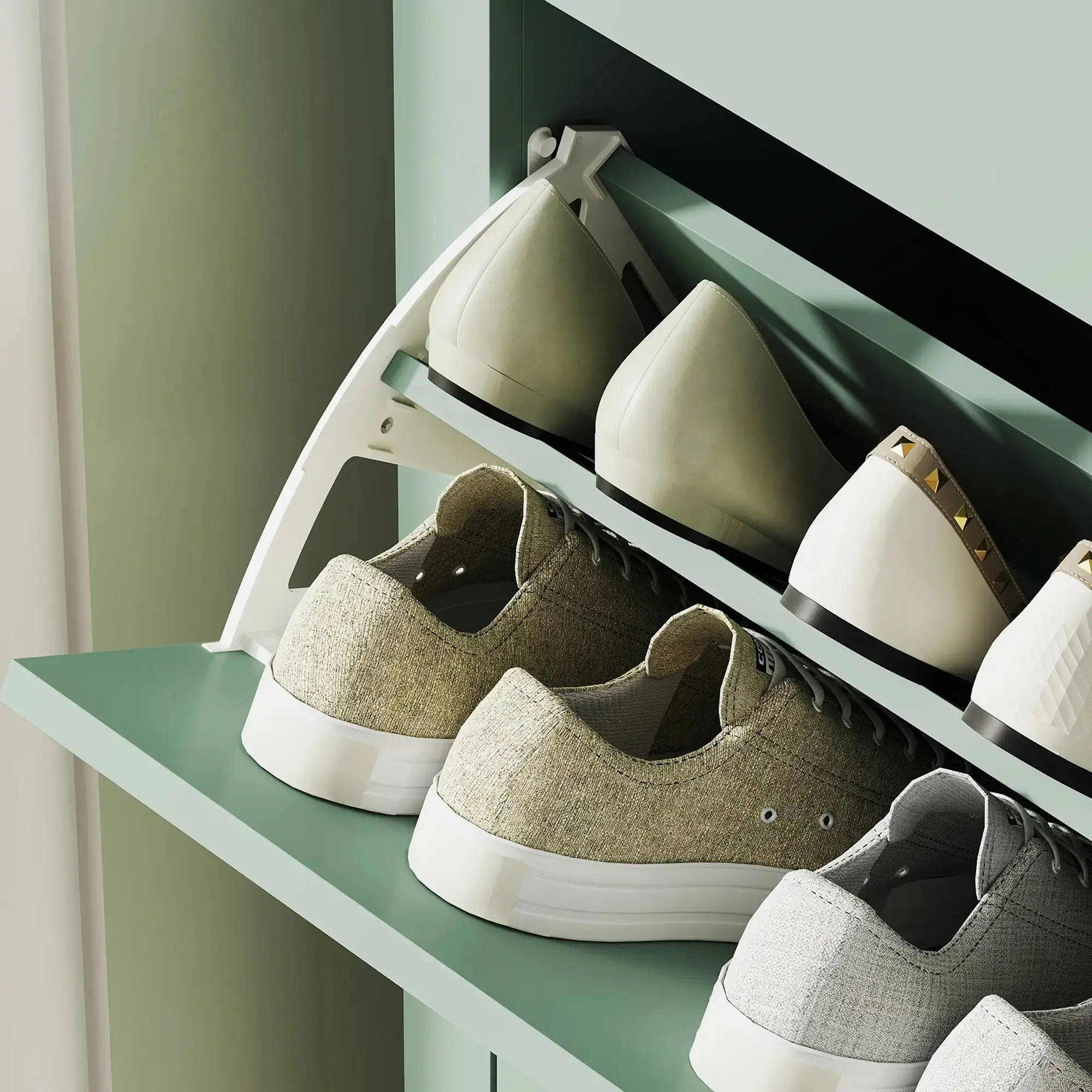 Tumba pentru incaltaminte Homcom 837-578V00GN (Green) - 5