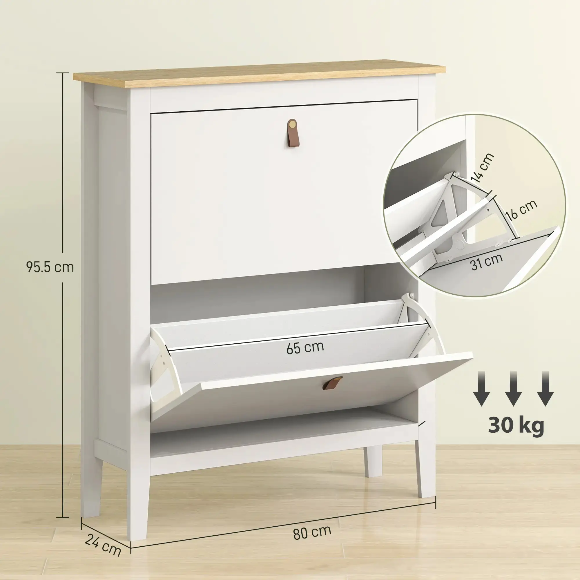 Тумба для обуви Homcom 837-578V00WT (White) - 5