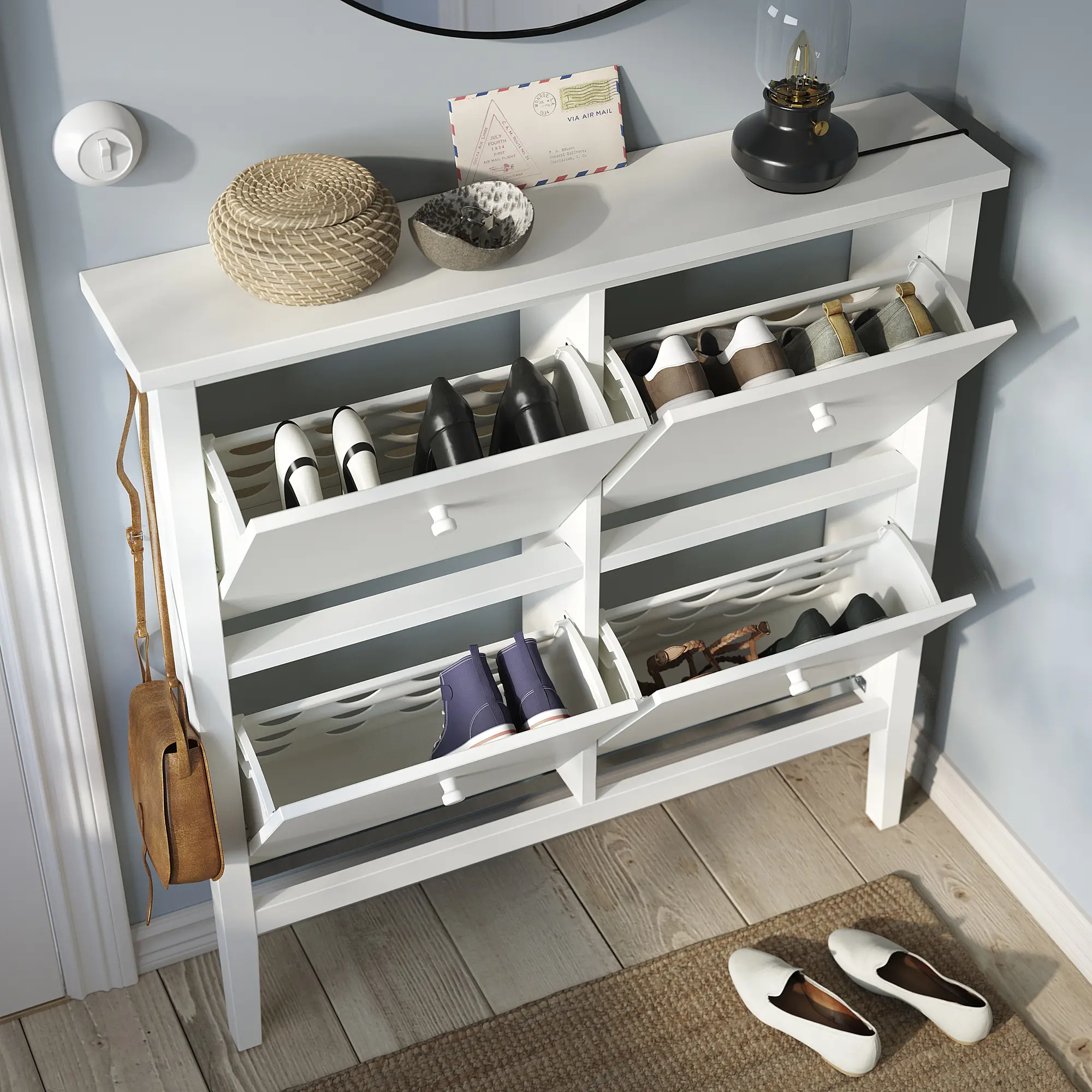 Тумба для обуви Ikea Gullaberg 105x22x107 (Белый) - 6