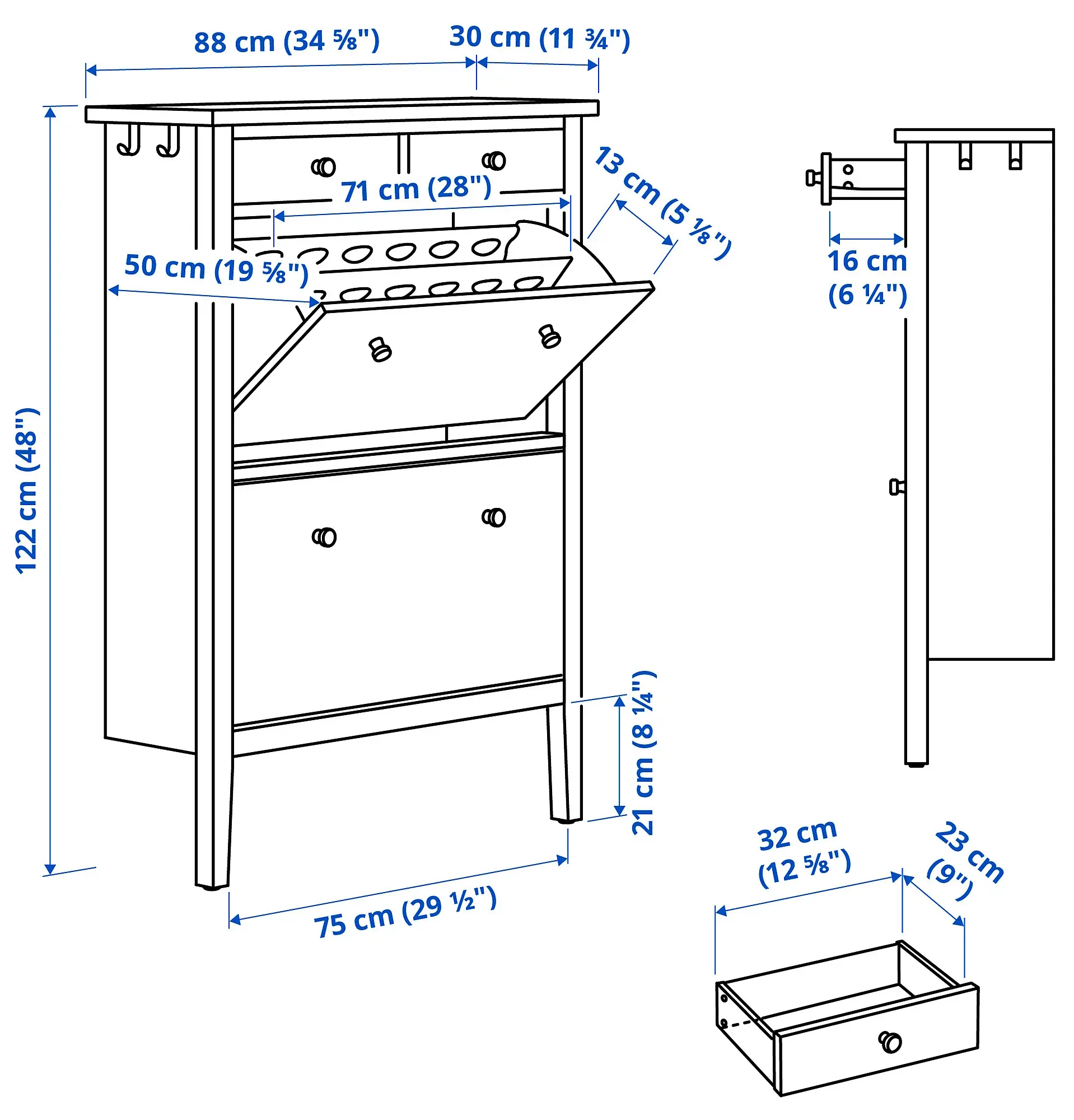 Тумба для обуви Ikea Gullaberg 88x30x122 (Белый) - 3