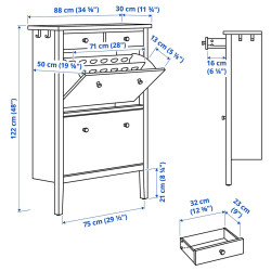 Тумба для обуви Ikea Gullaberg 88x30x122 (Серый) Thumb