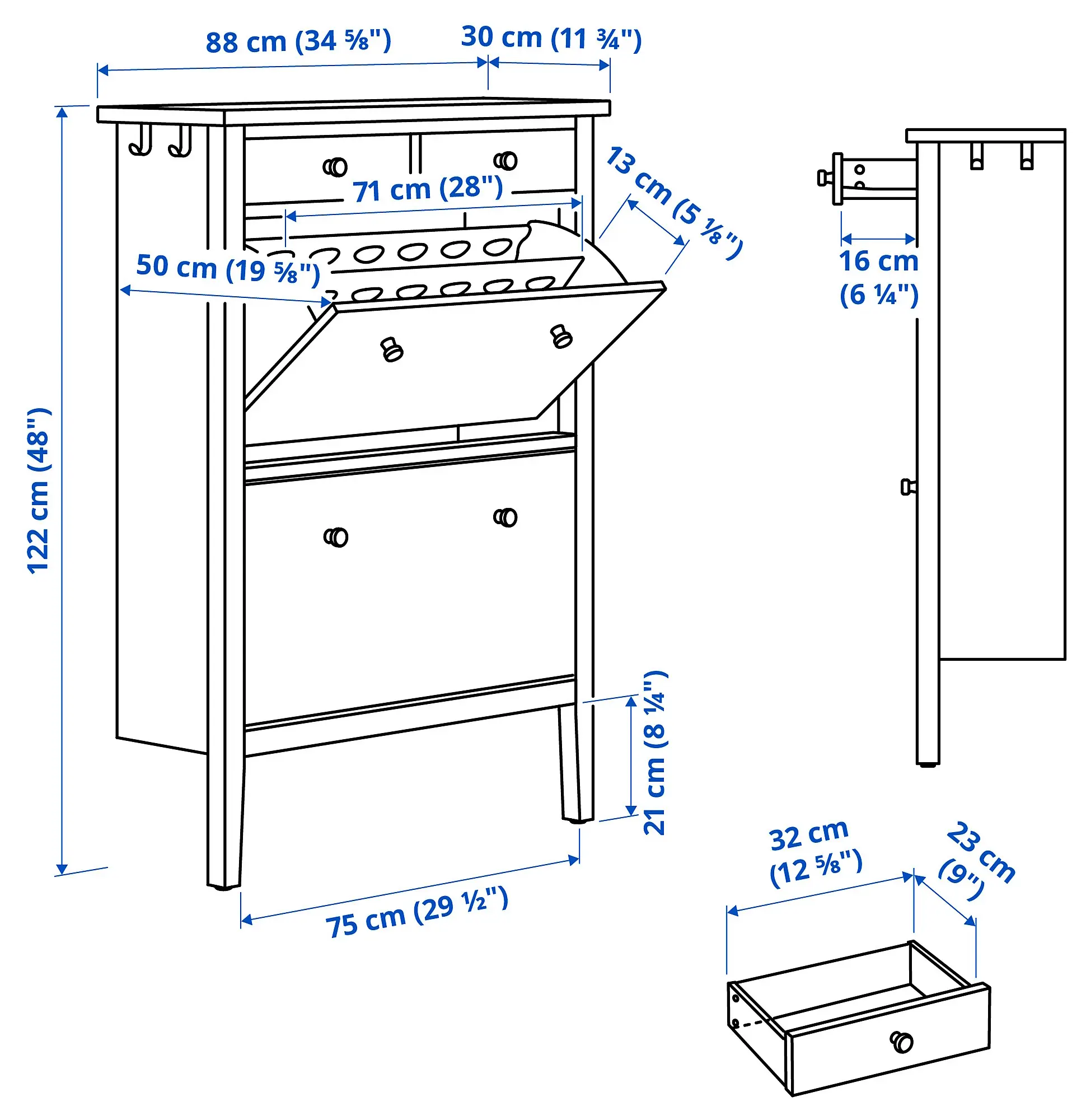 Тумба для обуви Ikea Gullaberg 88x30x122 (Серый) - 3