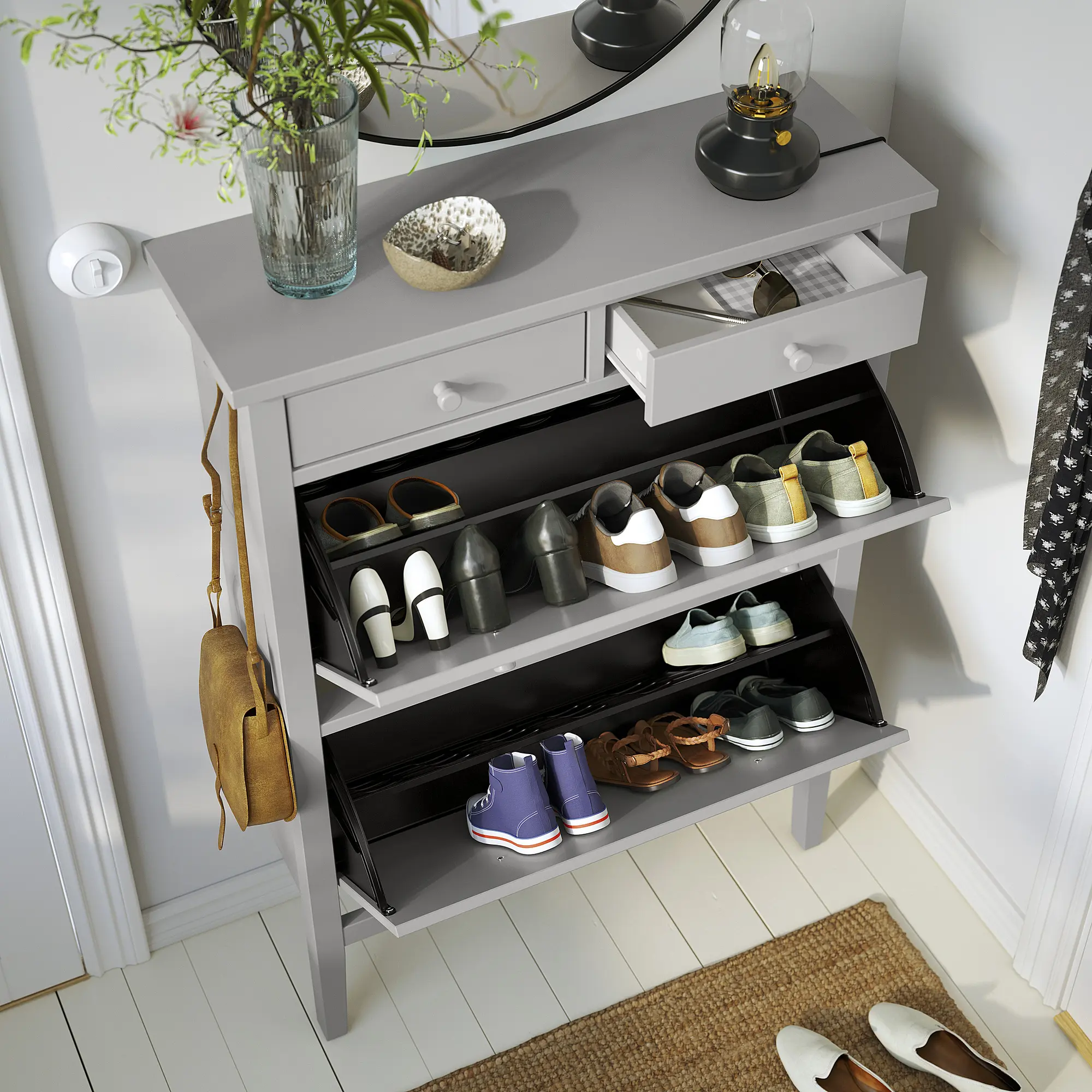Тумба для обуви Ikea Gullaberg 88x30x122 (Серый) - 4