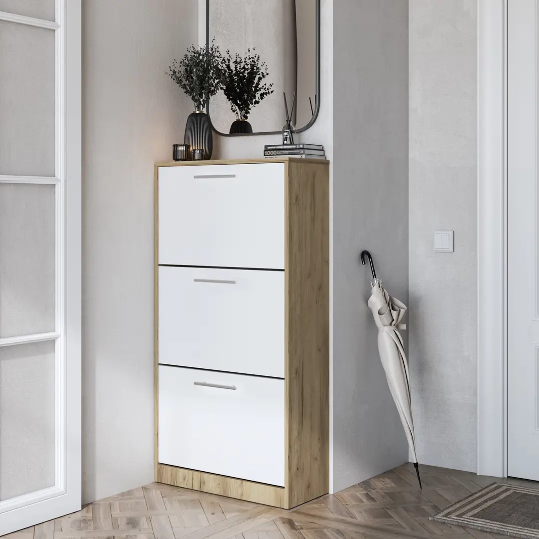 Тумба для обуви Magnusplus Brisbane (Gold Craft Oak/White)