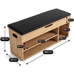 Банкетка для обуви Mebel Elite Alec 100cm (Oak/Black) Thumb