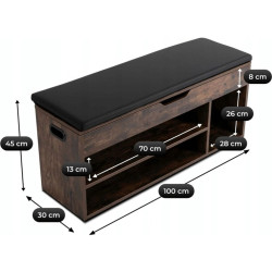 Банкетка для обуви Mebel Elite Alec 100cm (Rustic Oak/Black) Thumb