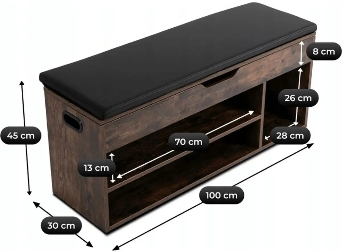 Банкетка для обуви Mebel Elite Alec 100cm (Rustic Oak/Black) - 7