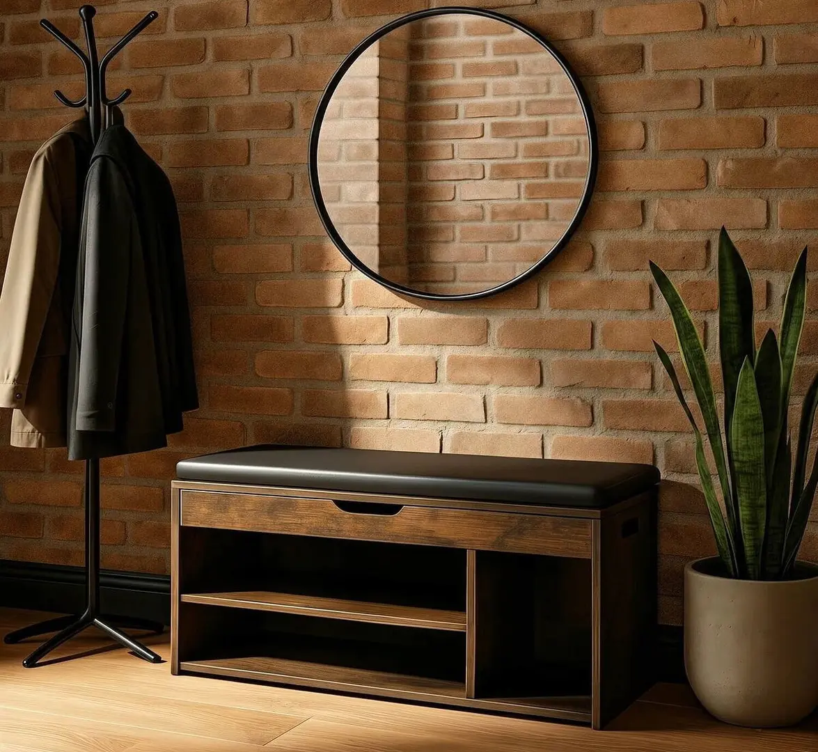 Банкетка для обуви Mebel Elite Alec 100cm (Rustic Oak/Black)