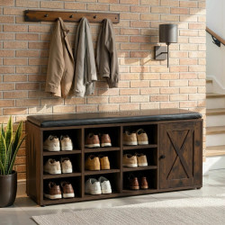 Банкетка для обуви Mebel Elite Arya 110cm (Rustic Oak/Black)