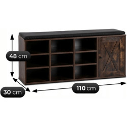Банкетка для обуви Mebel Elite Arya 110cm (Rustic Oak/Black) Thumb