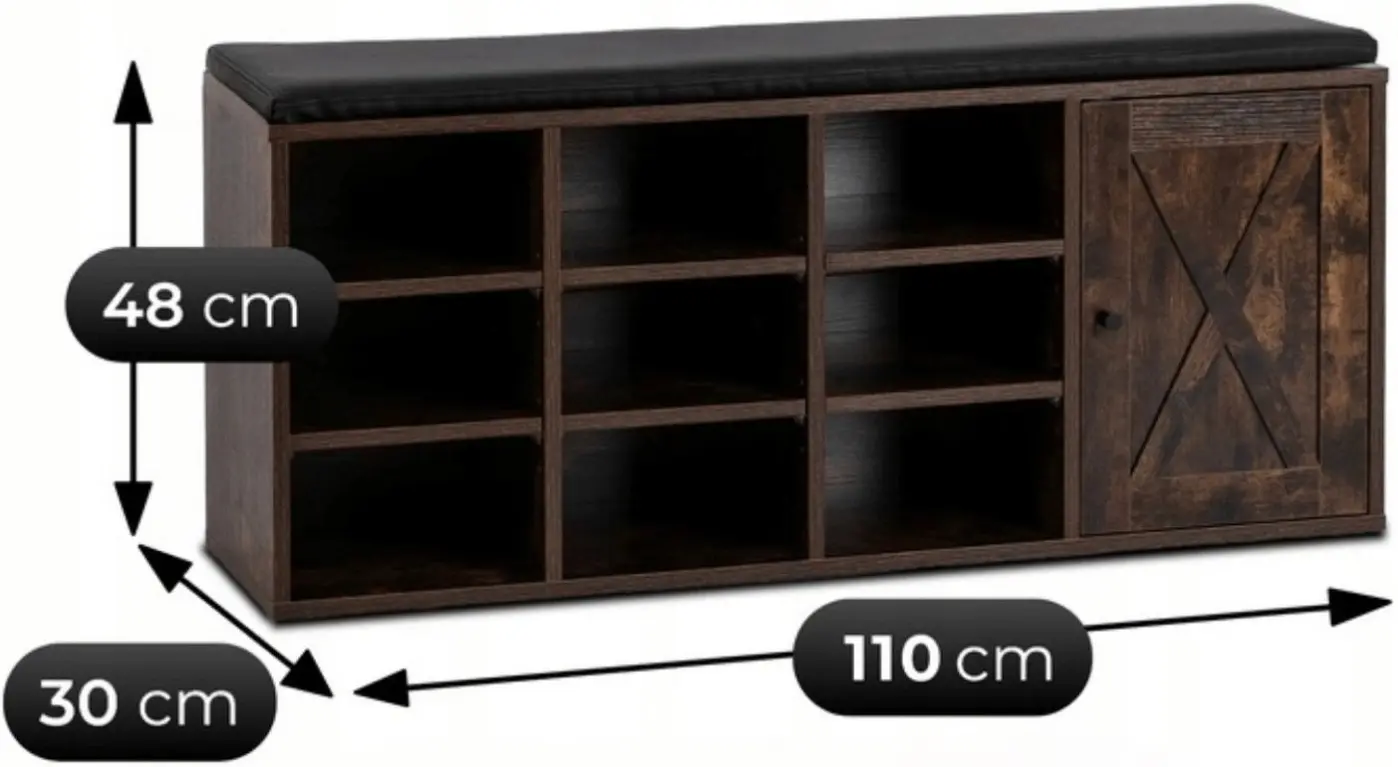 Банкетка для обуви Mebel Elite Arya 110cm (Rustic Oak/Black) - 9