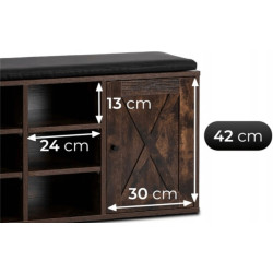 Банкетка для обуви Mebel Elite Arya 110cm (Rustic Oak/Black) Thumb