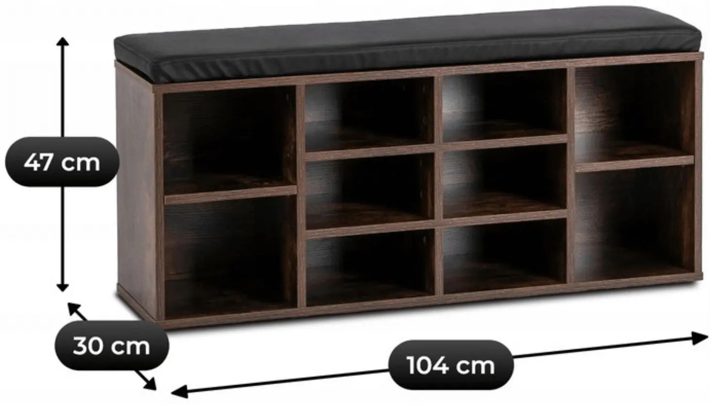 Банкетка для обуви Mebel Elite Axel 104cm (Rustic Oak/Black) - 6