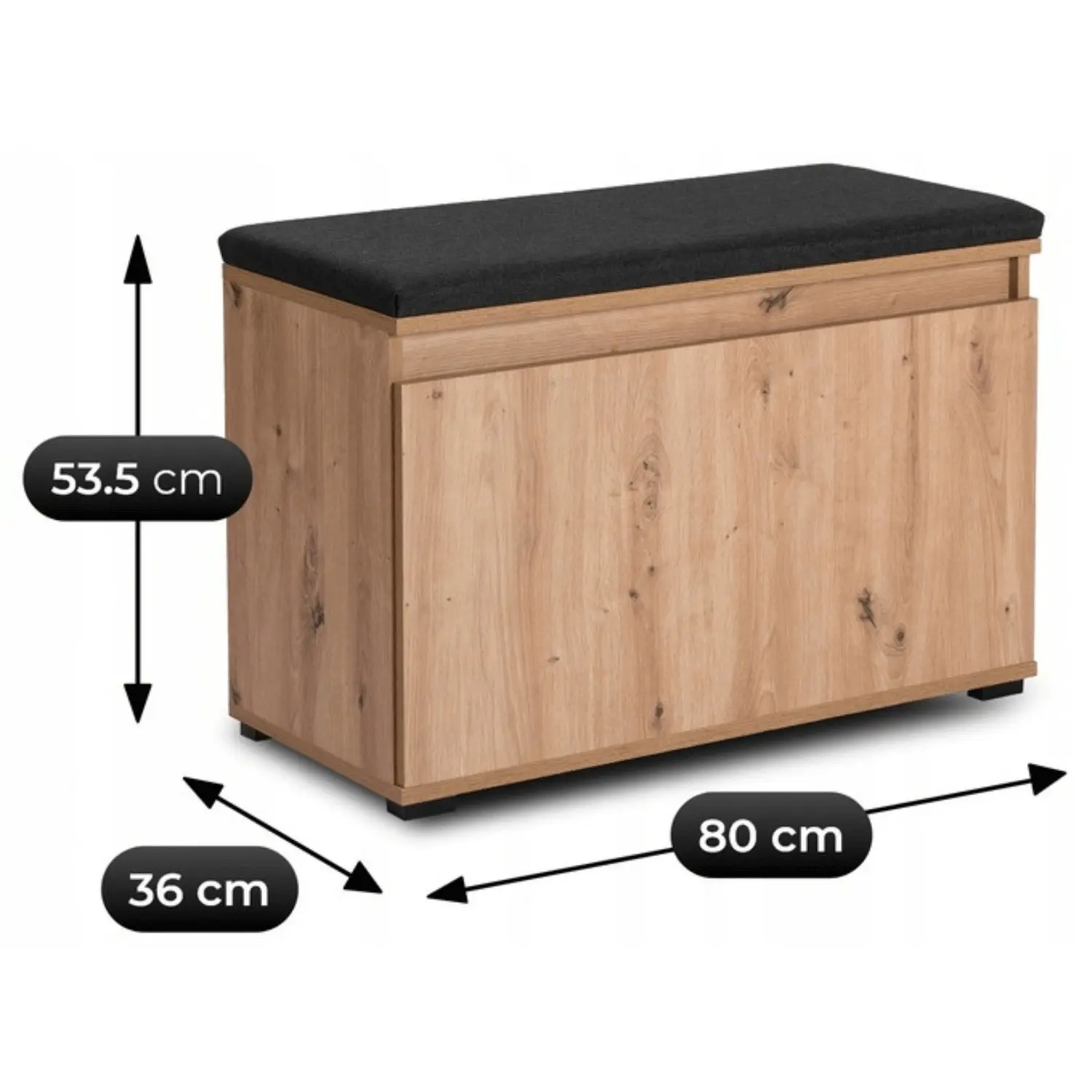 Банкетка для обуви Mebel Elite Prato 80 (Artisan Oak/Graphite) - 5
