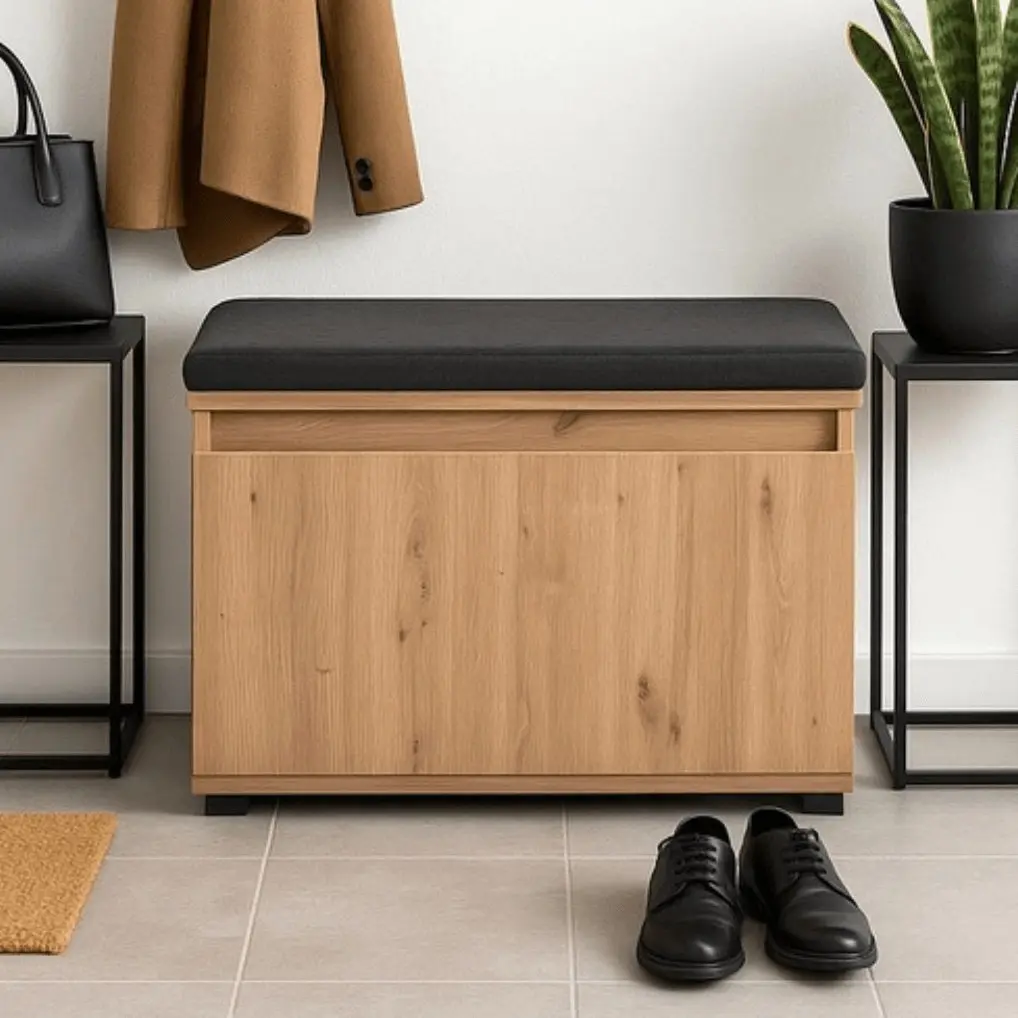 Банкетка для обуви Mebel Elite Prato 80 (Artisan Oak/Graphite)