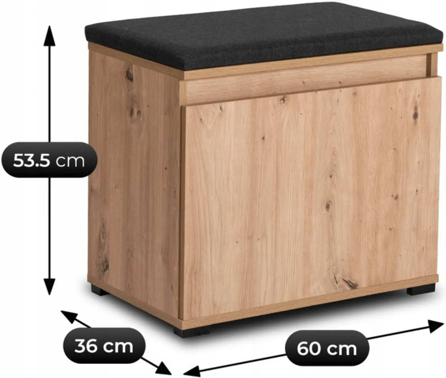 Тумба для обуви Mebel Elite Venora 60cm (Artisan Oak/Graphite) - 4