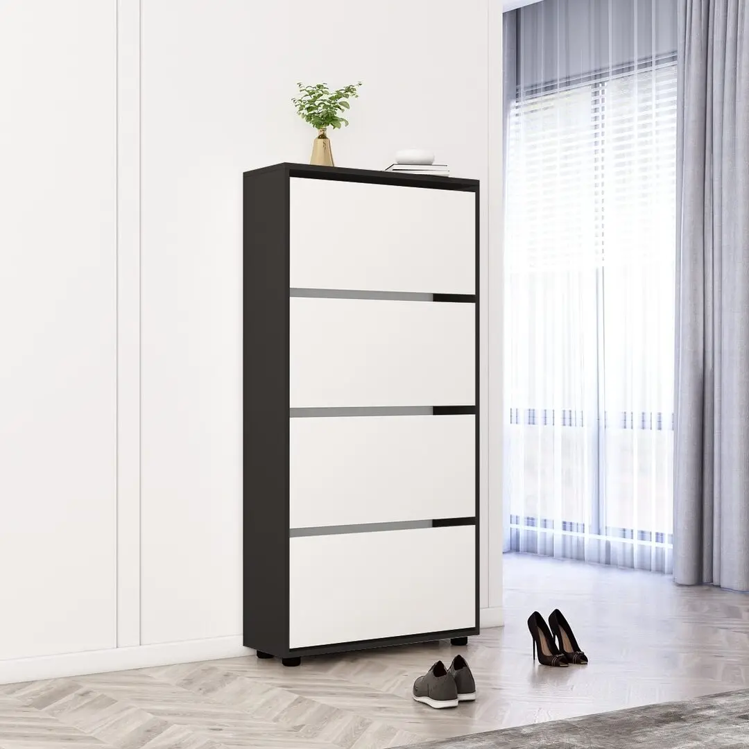 Tumba pentru incaltaminte Mobildor Leo 100x27x164 (Anthracite/White)